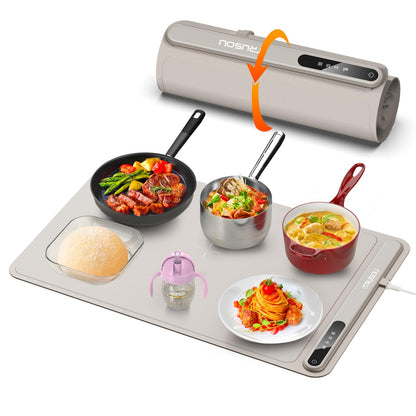 iTRUSOU Electric Warming Tray - Full Surface Heating,Rollable & Portable,Premium Silicone Nano-Material,3 Temperature Settings,Auto Shut-Off -Versatile Food Warmer for Gatherings,Parties,Everyday Use