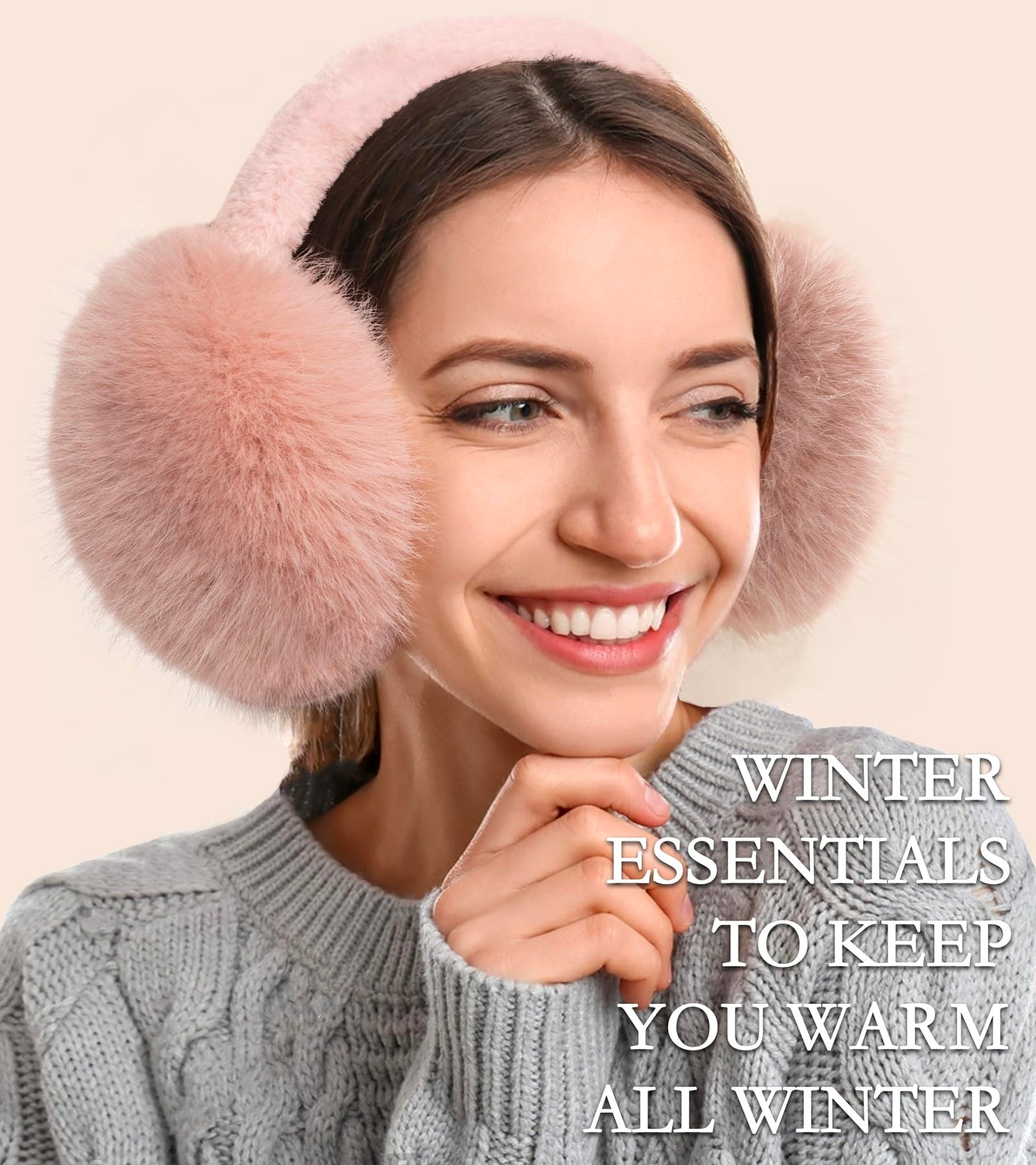 ZMUBB Winter Ear Muffs for Women Men - Foldable Fuzzy Earmuffs Faux Fur Ear Warmer, Perfect Ear Covers for Cold Days (green)