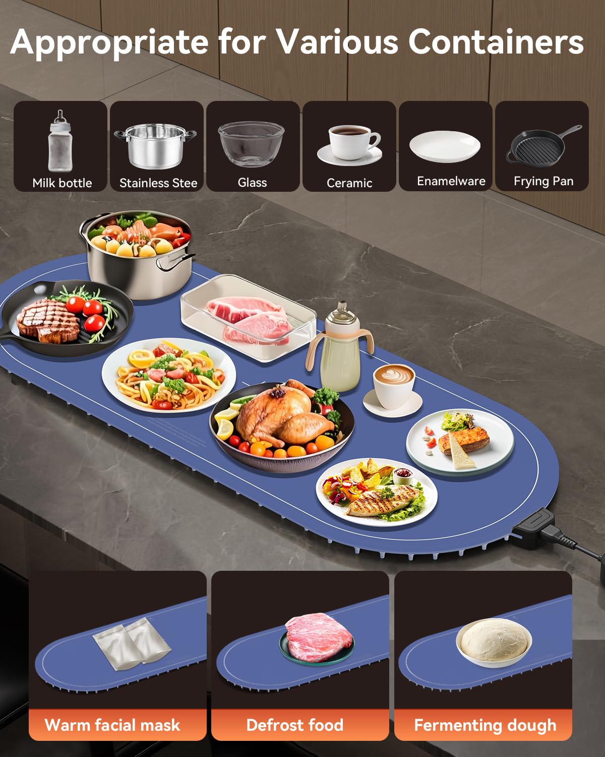 Warming Mat for Food Extra Large, 36"x15" Food Warming Mat with Heat Insulation Pad, Silicone Heating Mat for Food, Rollable & Portable, Food Warmers for Parties Buffet,Gatherings,Everyday Use