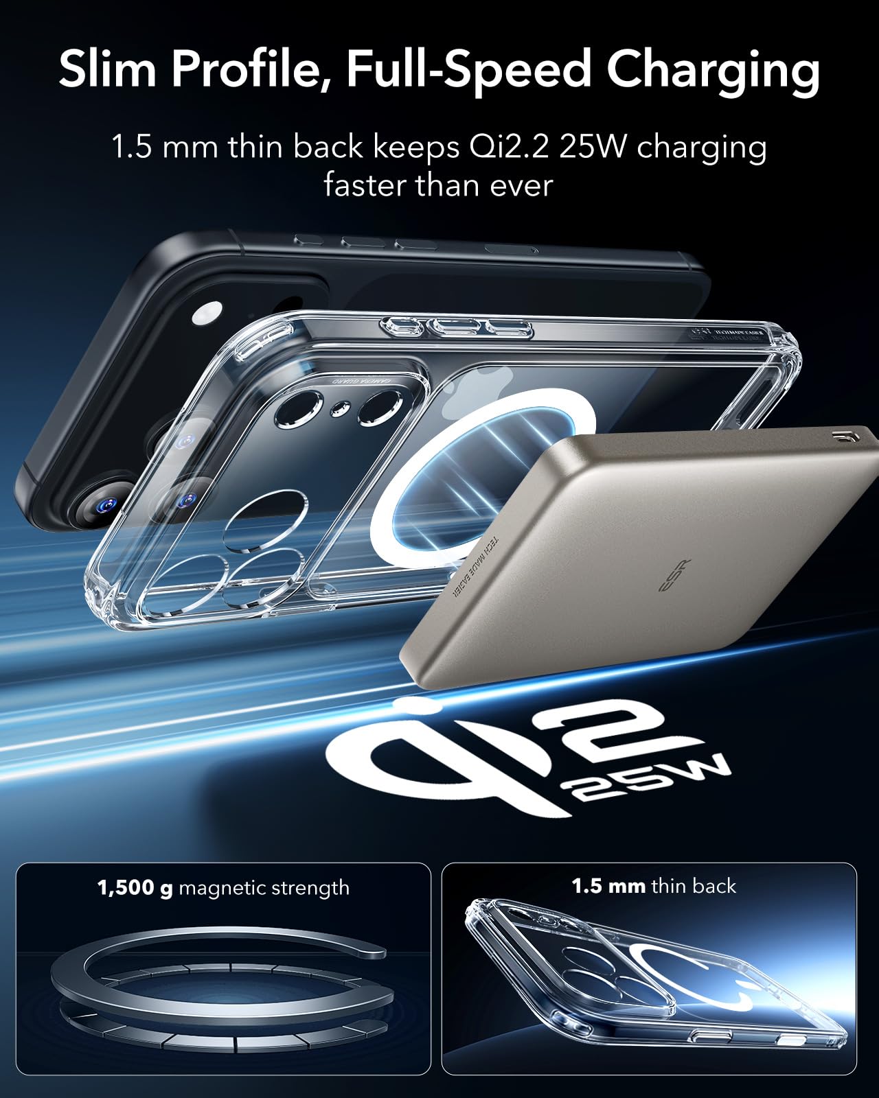 ESR for iPhone 17 Pro Max Case, Camera Control Cover, Compatible with MagSafe Accessories, TPU, Military-Grade Drop Protection, Shock-Absorbing Air Guard Corners, Hybrid Series, Clear