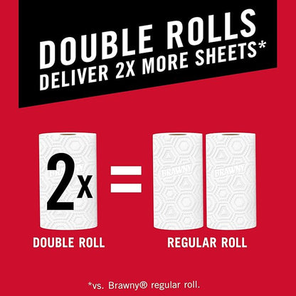 2-- brawny® tear-a-square® paper towels, 2 double rolls = 4 regular rolls