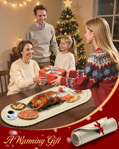 Warming Mat for Food Extra Large, 36"x15" Food Warming Mat with Heat Insulation Pad, Silicone Heating Mat for Food, Rollable & Portable, Food Warmers for Parties Buffet,Gatherings,Everyday Use