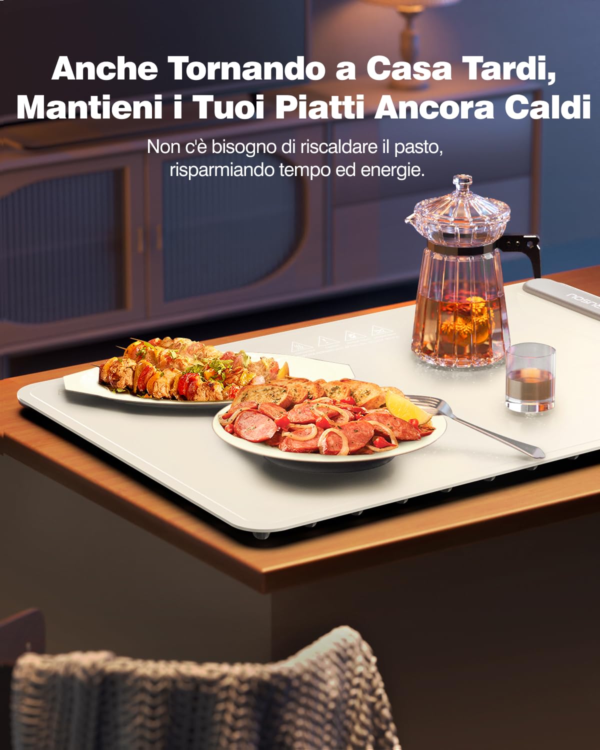 iTRUSOU Electric Warming Tray - Full Surface Heating,Rollable & Portable,Premium Silicone Nano-Material,3 Temperature Settings,Auto Shut-Off -Versatile Food Warmer for Gatherings,Parties,Everyday Use