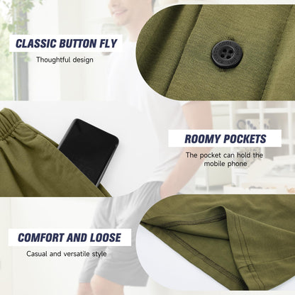 BAMBOO COOL Men's Pajama Bottoms Sleep Shorts Soft Comfy Breathable Lounge Short Pajama Pants with Pockets 2 Pack