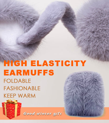 ZMUBB Winter Ear Muffs for Women Men - Foldable Fuzzy Earmuffs Faux Fur Ear Warmer, Perfect Ear Covers for Cold Days (green)