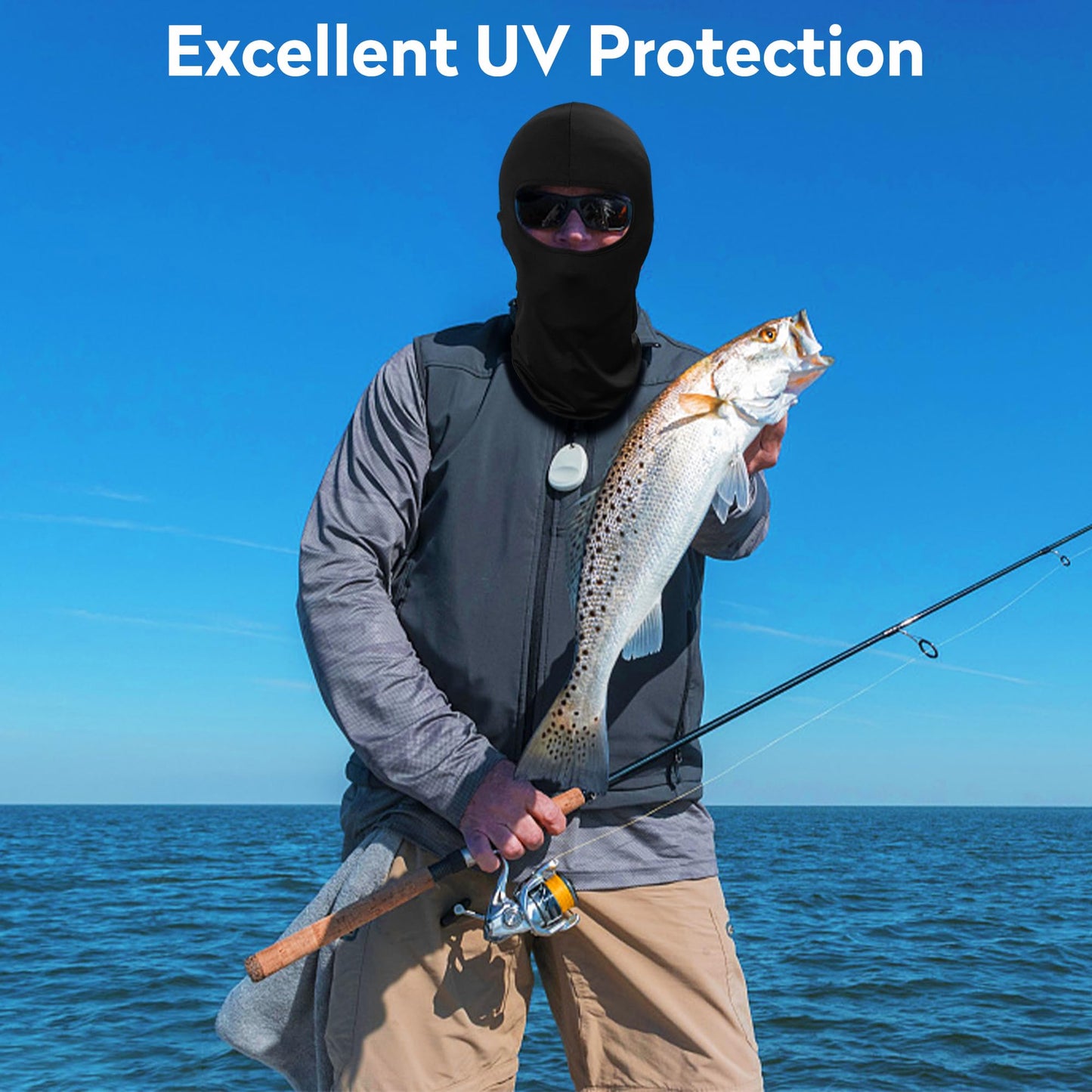 Pukavt 3 Pack Balaclava Face Mask, Ski Mask for Men Women, UV Protection Windproof Scarf for Motorcycle Snowboard Cycling 2 Black/1 Navy