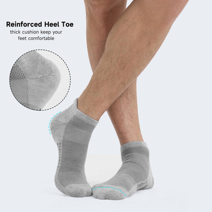 BAMBOO COOL Men's Ankle Socks Athletic Cushioned Moisture Wicking, Running Socks Arch Support Breathable, Heel Tab 8 Pack