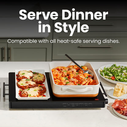 text  chefman-electric-warming-tray-with-adjustable-temperature-control-perfect-for-buffets-restaurants-parties-events-and-home-dinners-large-21-x-16-glass-top-surface-keeps-food-hot-black