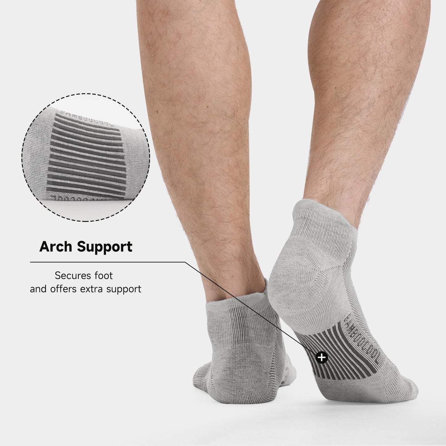BAMBOO COOL Men's Ankle Socks Athletic Cushioned Moisture Wicking, Running Socks Arch Support Breathable, Heel Tab 8 Pack
