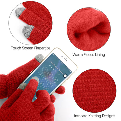 Aneco Winter Warm Sets Knitted Scarf Beanie Hat Touch Screen Gloves and Winter Ear Warmer for Men or Women