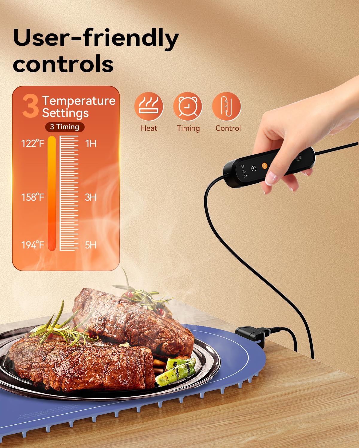 Warming Mat for Food Extra Large, 36"x15" Food Warming Mat with Heat Insulation Pad, Silicone Heating Mat for Food, Rollable & Portable, Food Warmers for Parties Buffet,Gatherings,Everyday Use