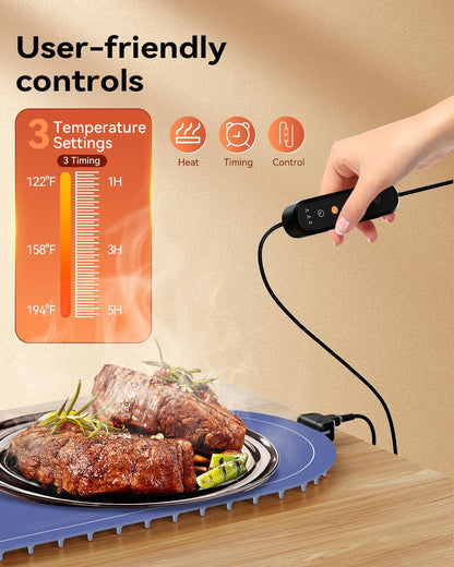 Warming Mat for Food Extra Large, 36"x15" Food Warming Mat with Heat Insulation Pad, Silicone Heating Mat for Food, Rollable & Portable, Food Warmers for Parties Buffet,Gatherings,Everyday Use