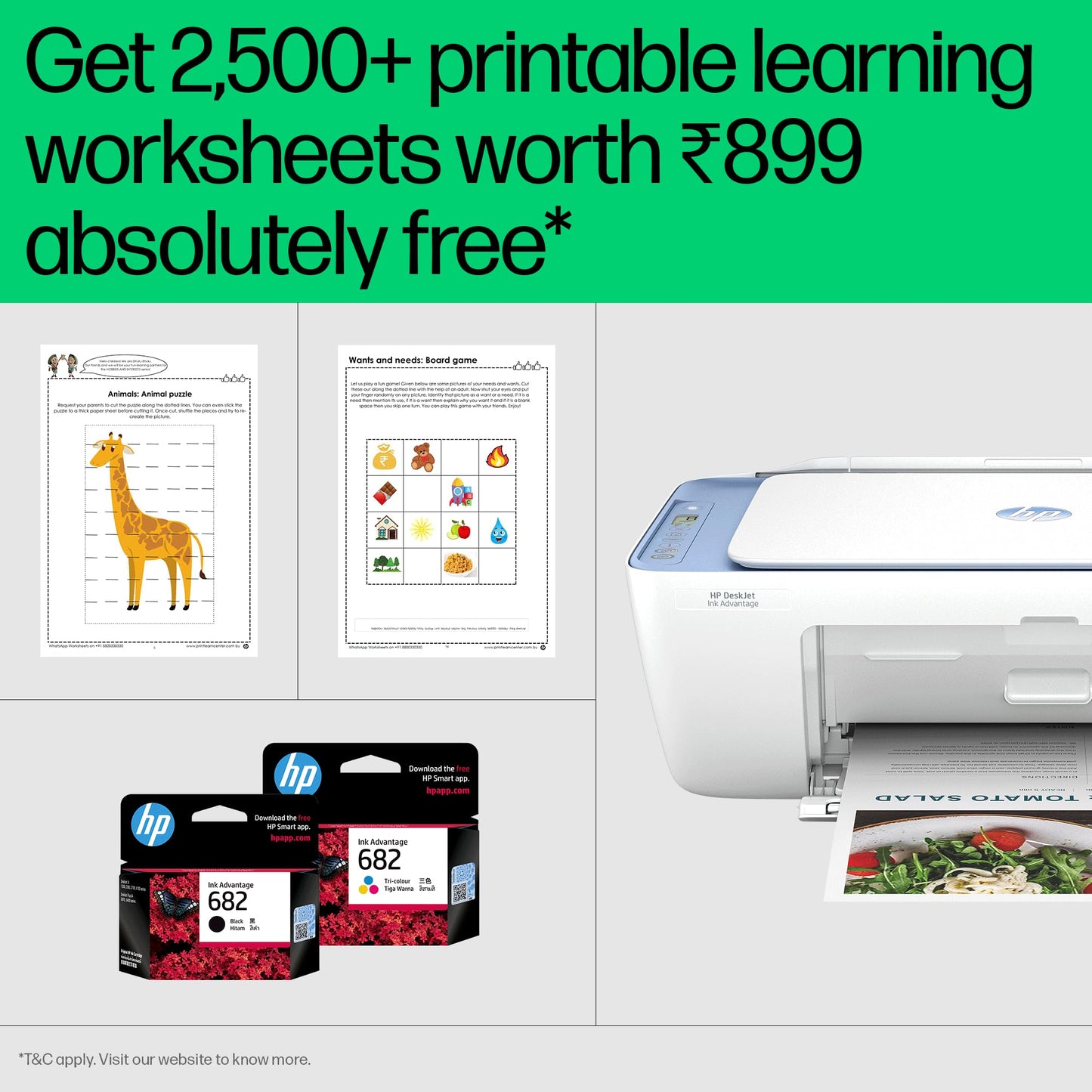 HP Ink Advantage 2878 WiFi Colour Printer - Print/Scan/Copy Ideal for Home, White
