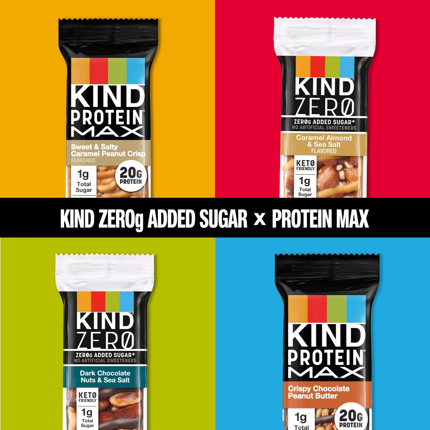 KIND Protein MAX and ZEROg Added Sugar Bundle Pack, High Protein Bars, Keto Snacks, (6) Protein MAX (6) Zero Added Sugar Bars, 4 Flavors, 12 Count Pack