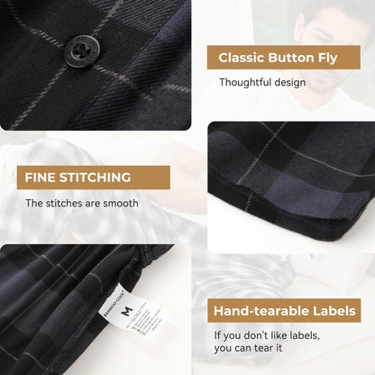 BAMBOO COOL Men's Pajama Bottoms Plaid Pajamas Pants for Men Soft Long Lounge Woven Pj Sleep Pant with Pockets