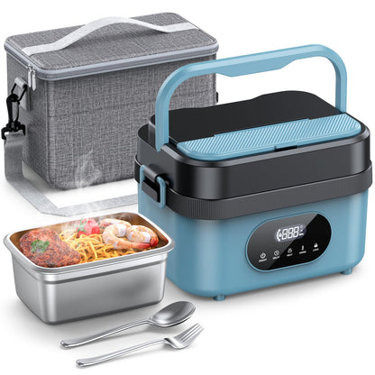 SEVENMEET Cordless Electric Lunch Box for Adults, 18000mAh Rechargeable Portable Self-Heating Lunch Box Food Warmer, 1.5L(6 Cups) Container for Outdoor, Work, Office, Camping, Travel（Blue＆Black）