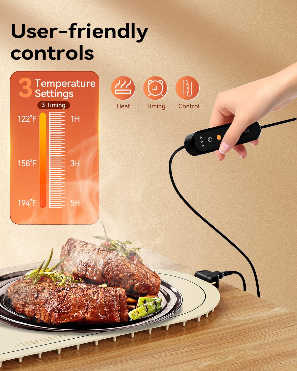 Warming Mat for Food Extra Large, 36"x15" Food Warming Mat with Heat Insulation Pad, Silicone Heating Mat for Food, Rollable & Portable, Food Warmers for Parties Buffet,Gatherings,Everyday Use