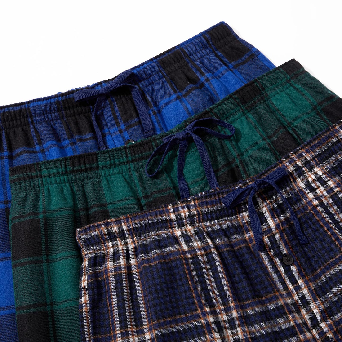 JupiterSecret Mens Pajama Pants Set Flannel Cotton Sleep & Lounge Pants, PJ Bottoms with Pockets and Button Fly 3 Pack