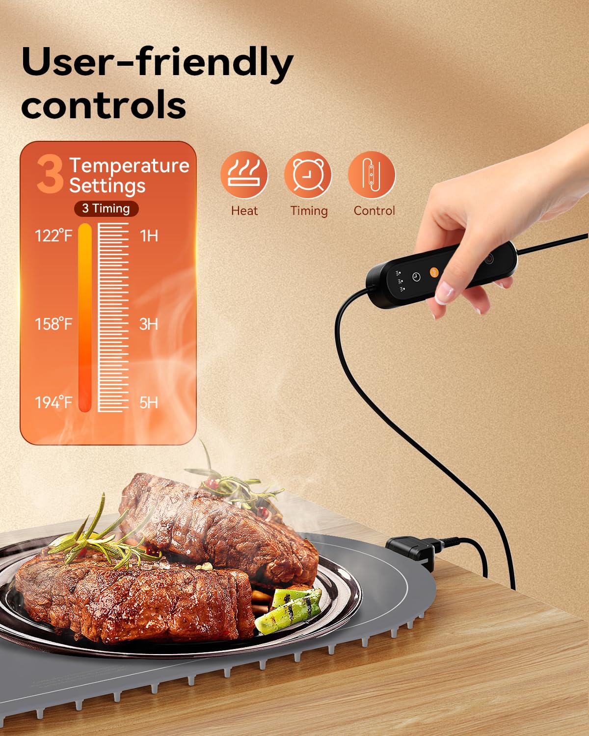 Warming Mat for Food Extra Large, 36"x15" Food Warming Mat with Heat Insulation Pad, Silicone Heating Mat for Food, Rollable & Portable, Food Warmers for Parties Buffet,Gatherings,Everyday Use