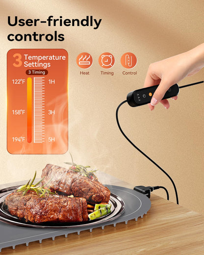 Warming Mat for Food Extra Large, 36"x15" Food Warming Mat with Heat Insulation Pad, Silicone Heating Mat for Food, Rollable & Portable, Food Warmers for Parties Buffet,Gatherings,Everyday Use