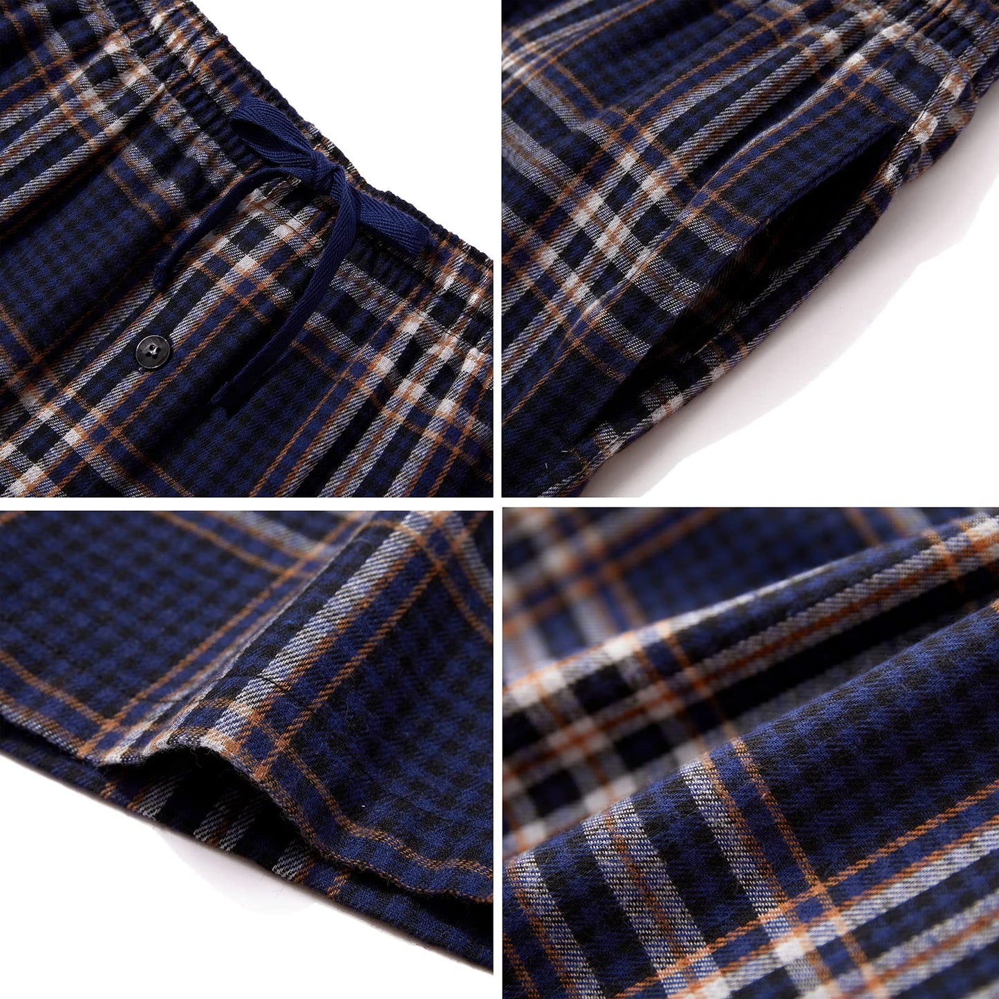 JupiterSecret Mens Pajama Pants Set Flannel Cotton Sleep & Lounge Pants, PJ Bottoms with Pockets and Button Fly 3 Pack