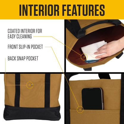 Carhartt Classic Vertical Open Tote Bag, Durable Water Repellent Material W/Hand and Shoulder Straps, Industry Red, 18L